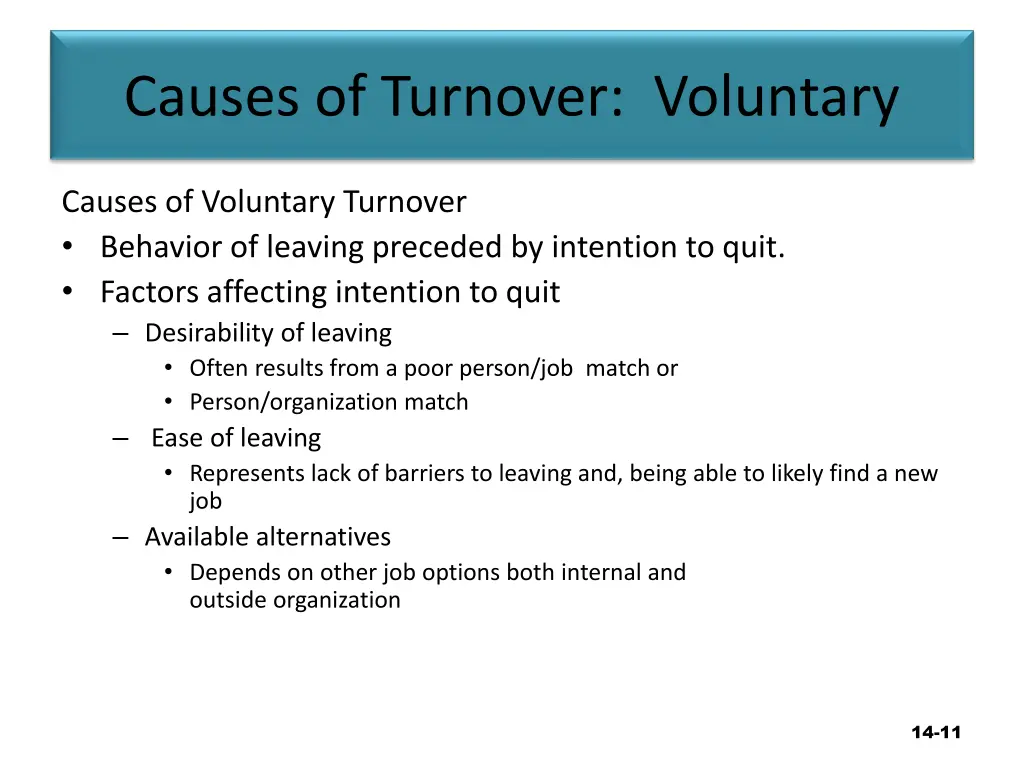 causes of turnover voluntary