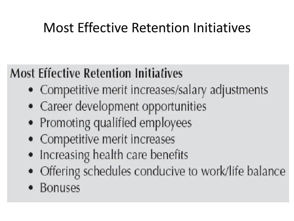 most effective retention initiatives