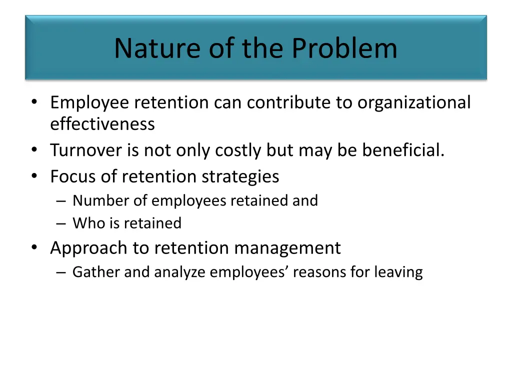 nature of the problem