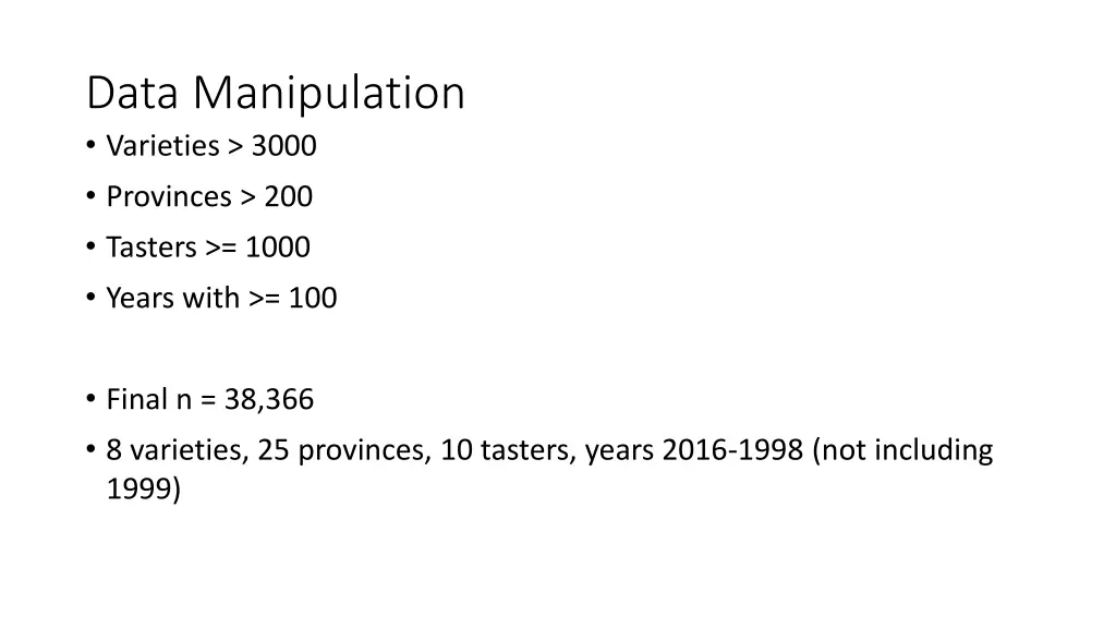 data manipulation varieties 3000 provinces