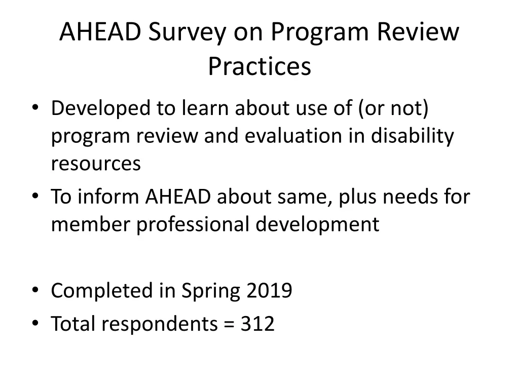 ahead survey on program review practices