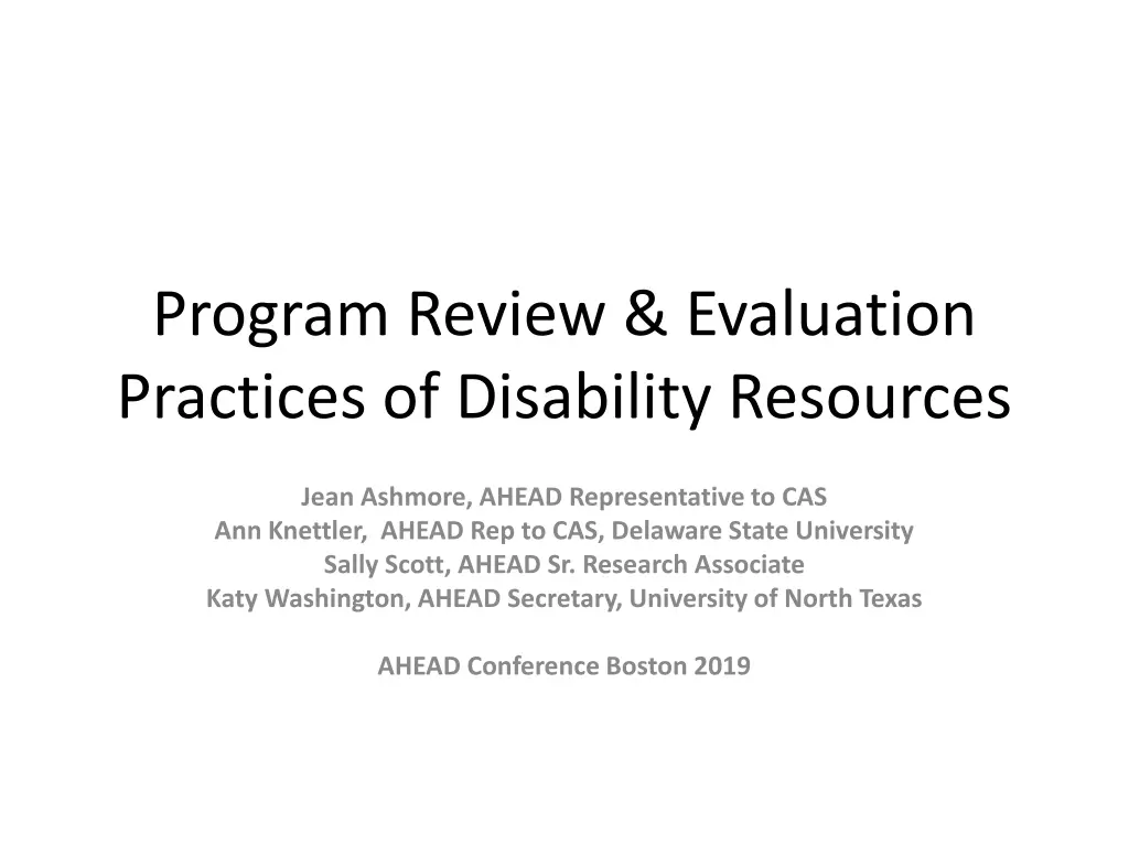program review evaluation practices of disability