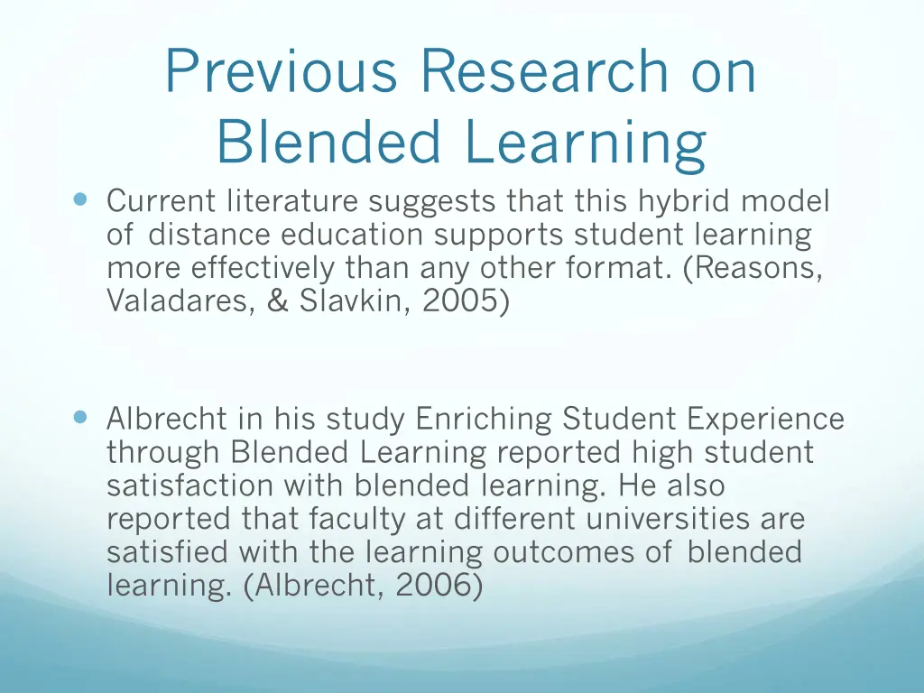previous research on blended learning current