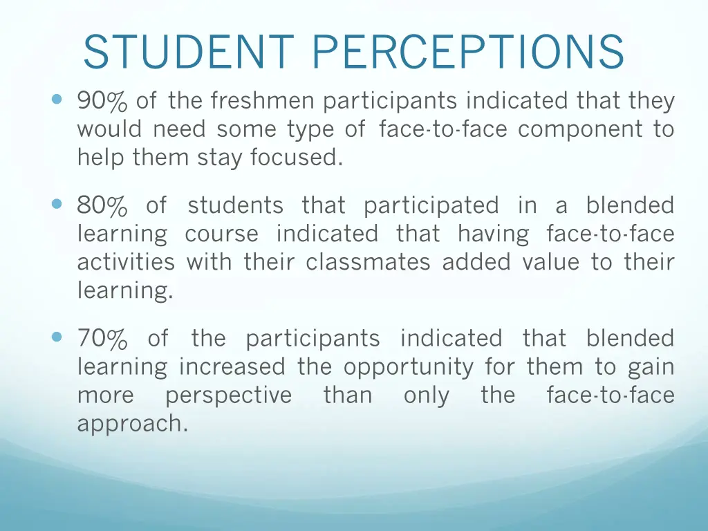 student perceptions 90 of the freshmen