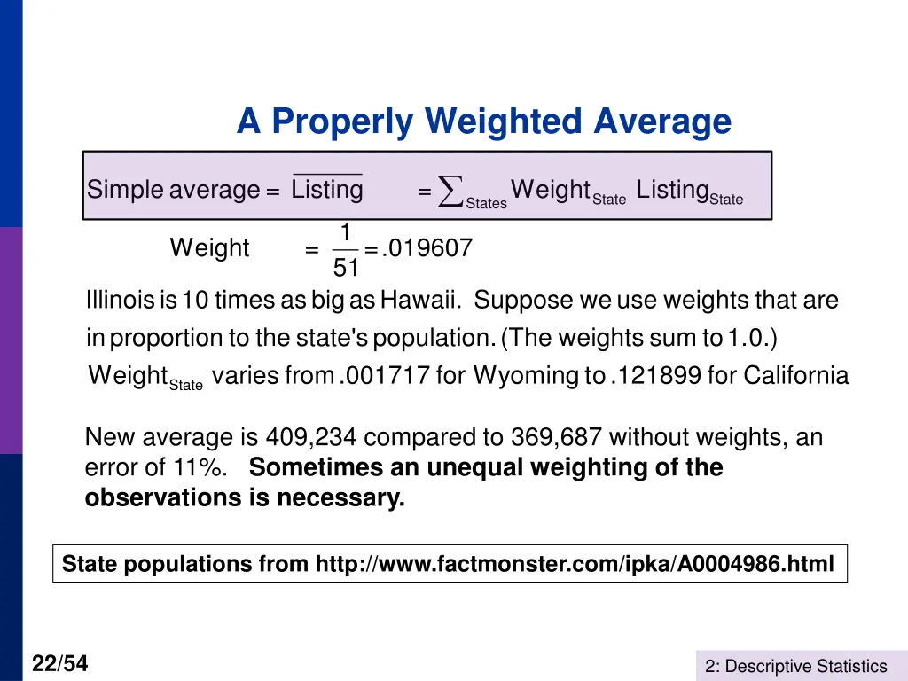 a properly weighted average