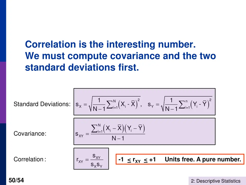 correlation is the interesting number we must