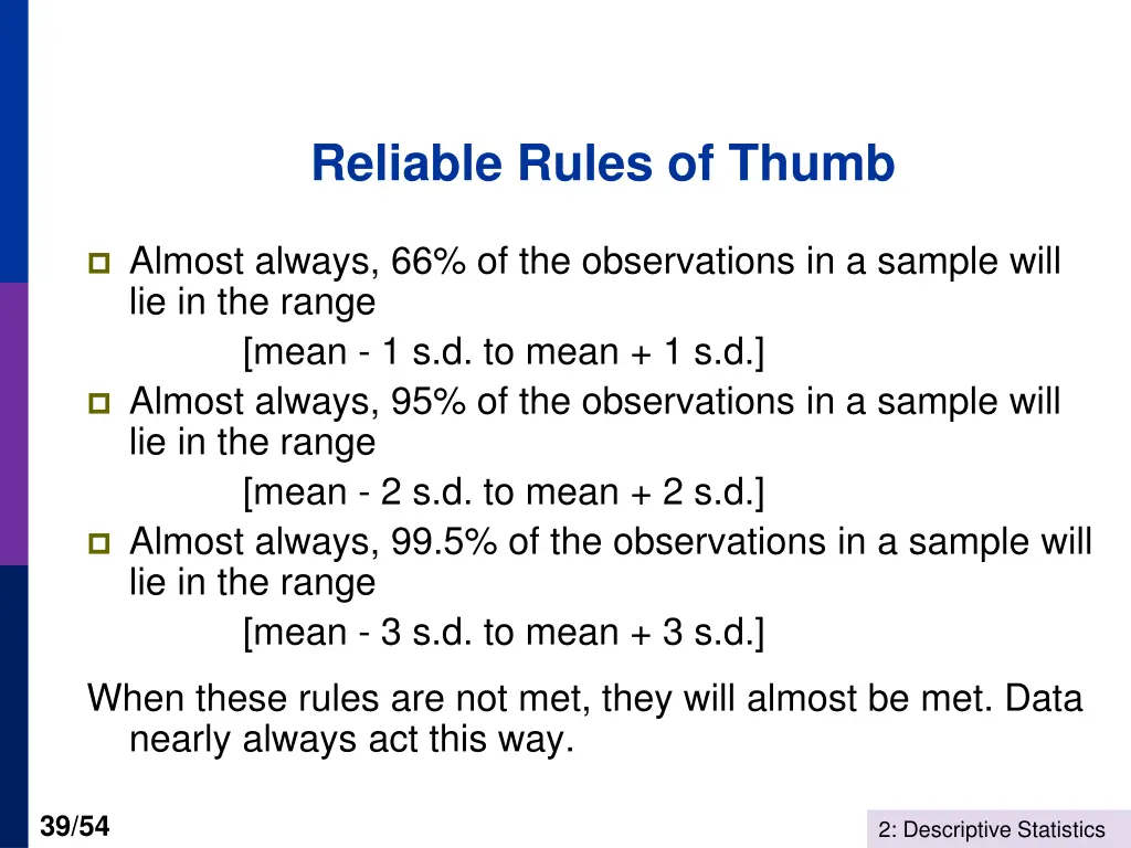 reliable rules of thumb