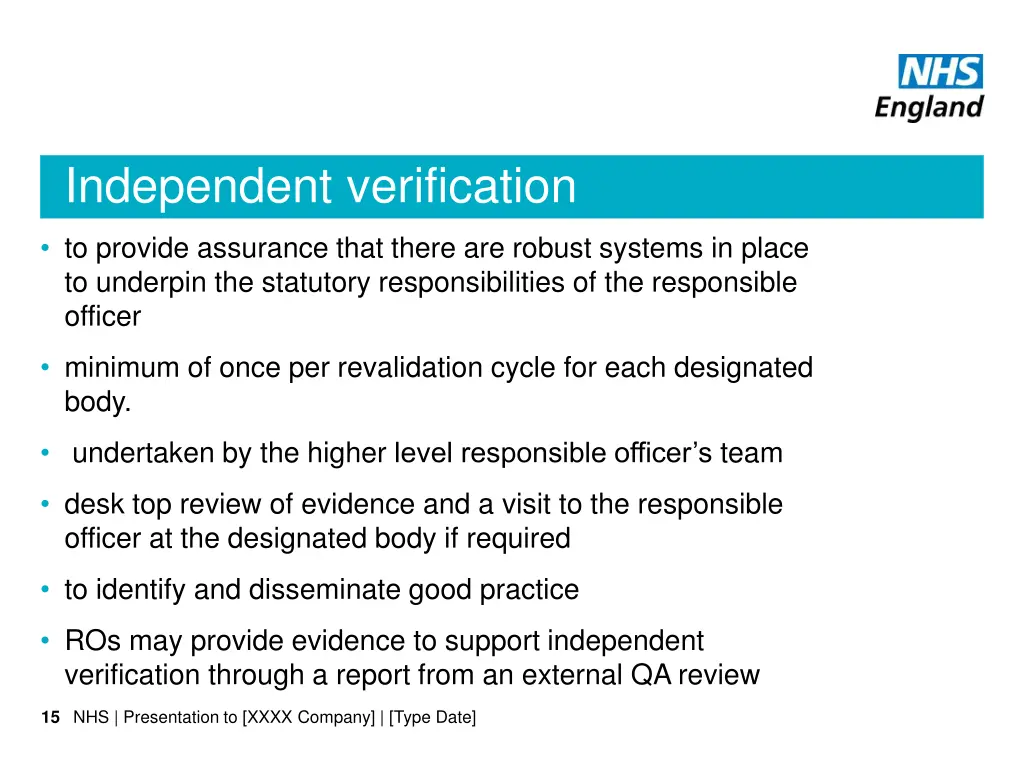 independent verification