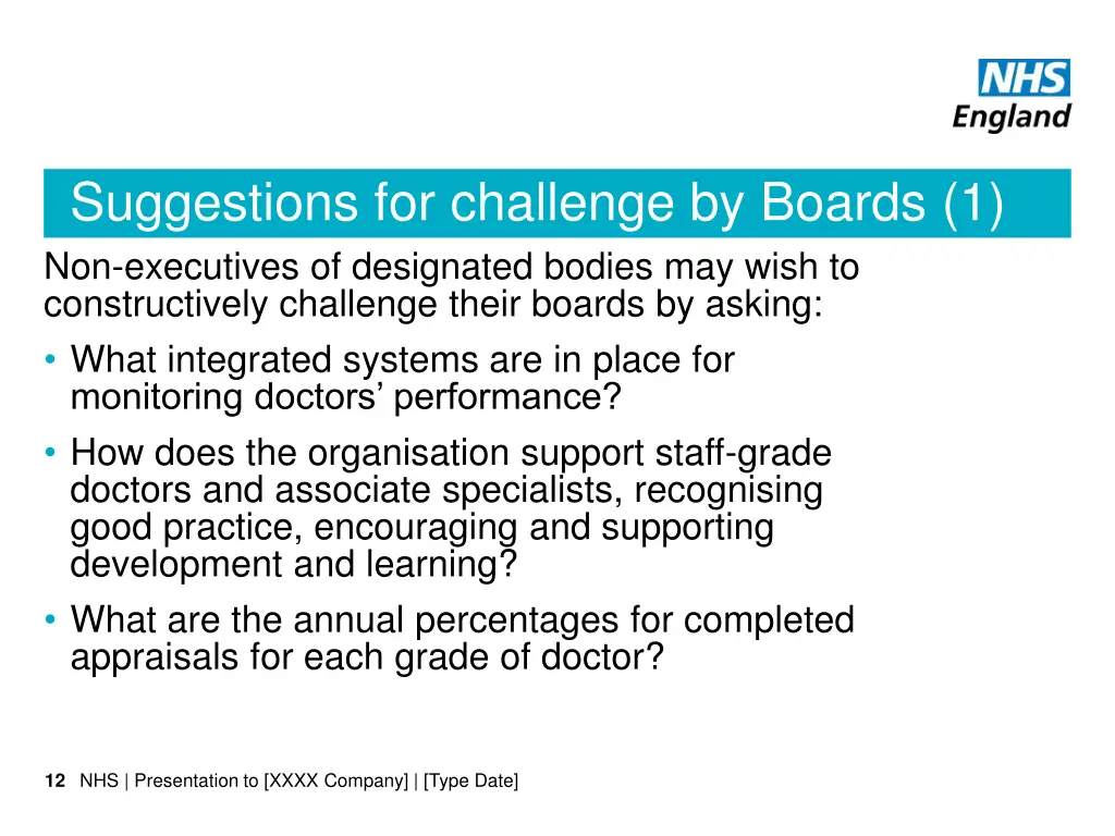 suggestions for challenge by boards