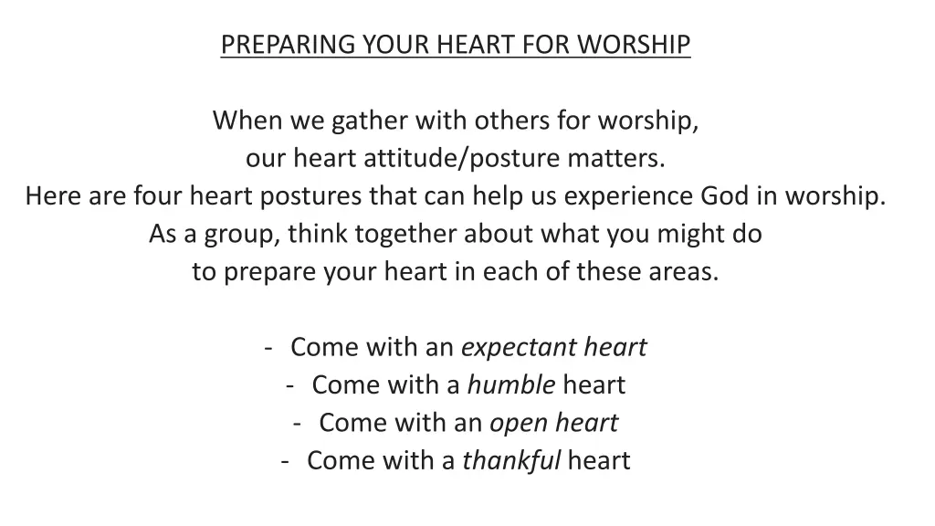 preparing your heart for worship