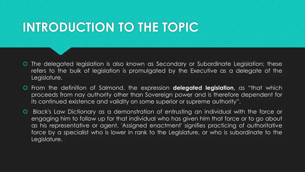 introduction to the topic