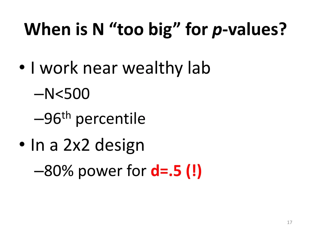 when is n too big for p values