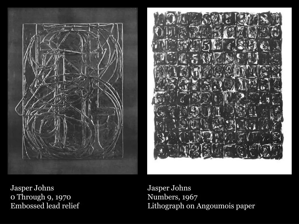 jasper johns 0 through 9 1970 embossed lead relief