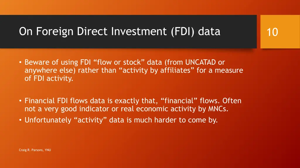 on foreign direct investment fdi data