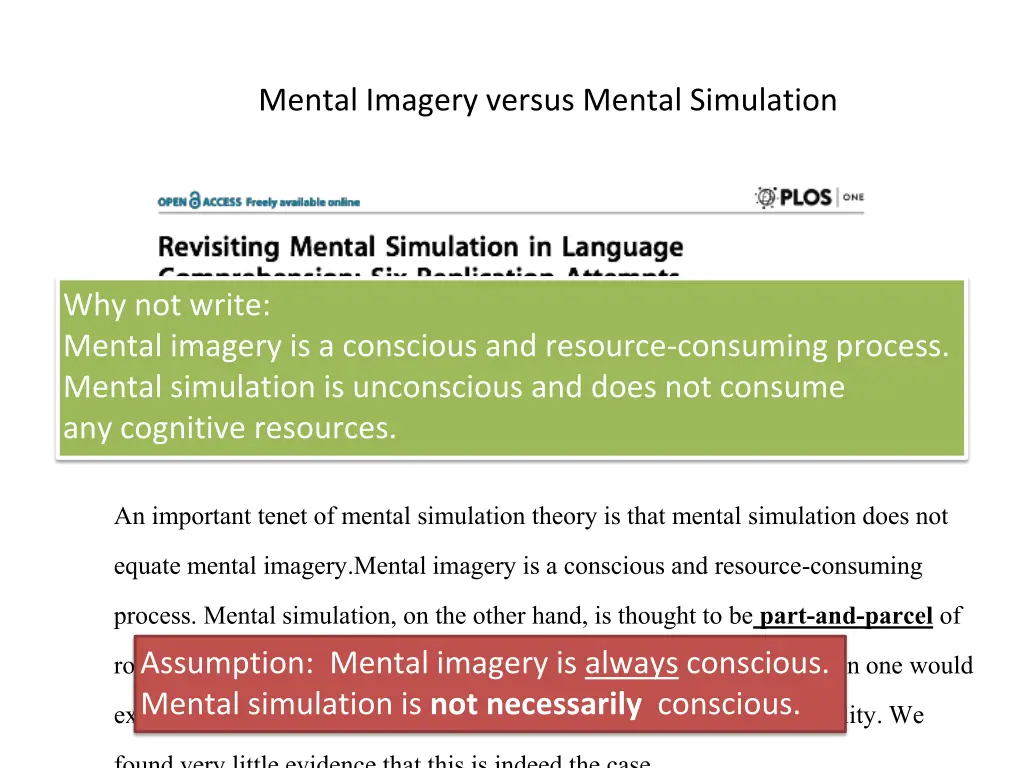 mental imagery versus mental simulation 1