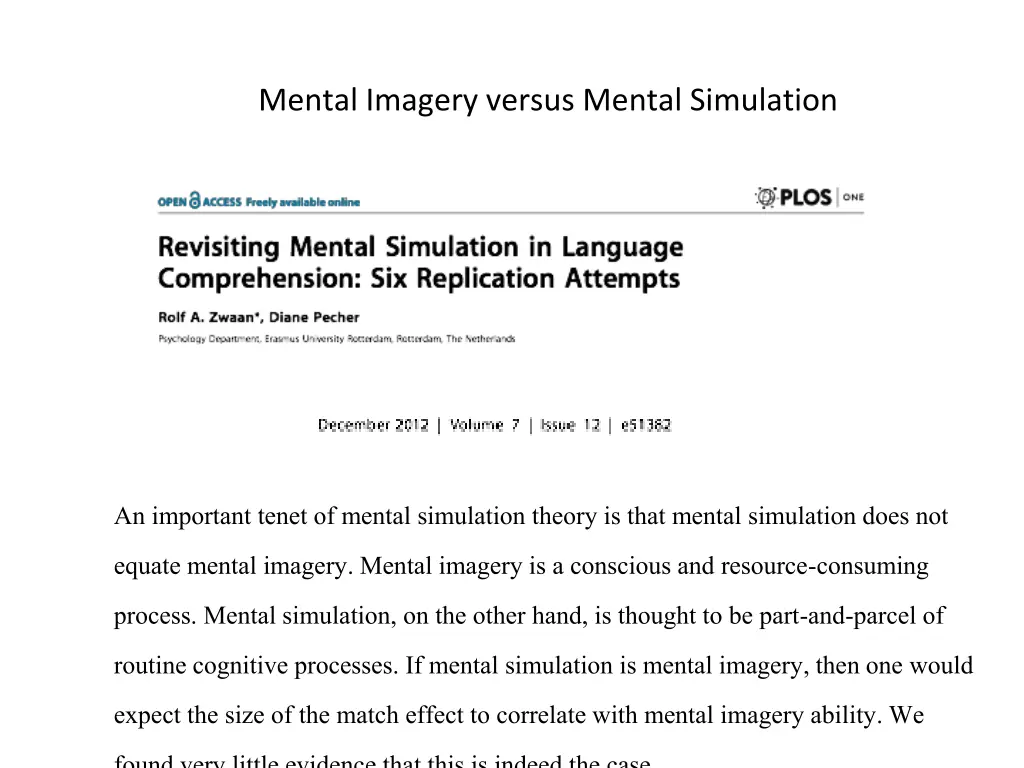 mental imagery versus mental simulation