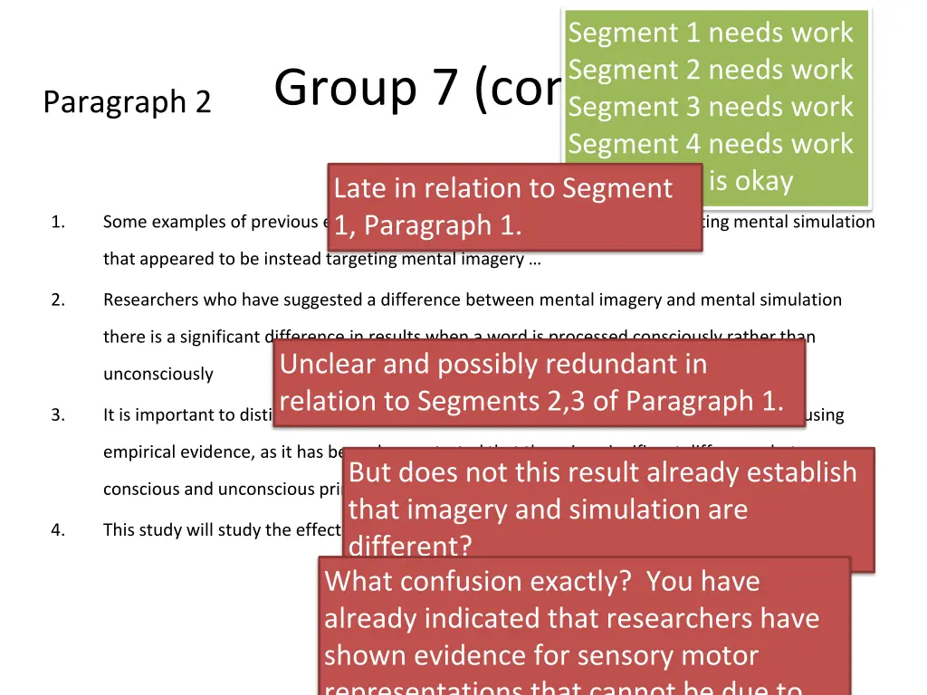 segment 1 needs work segment 2 needs work segment 10
