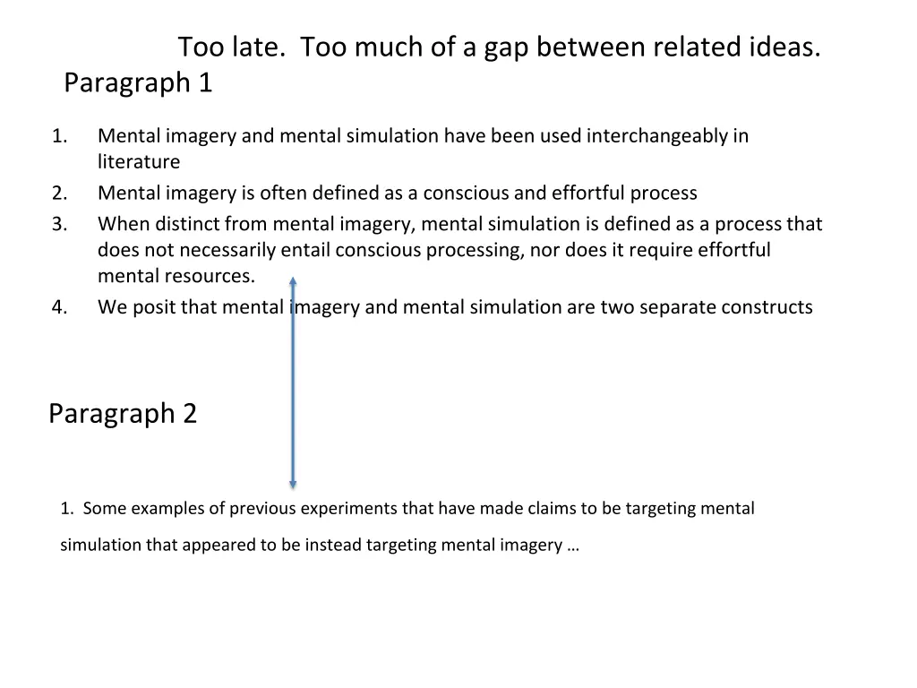 too late too much of a gap between related ideas