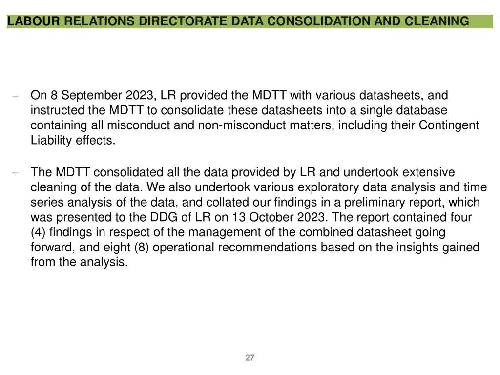 labour relations directorate data consolidation