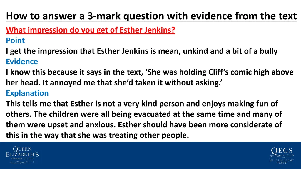 how to answer a 3 mark question with evidence