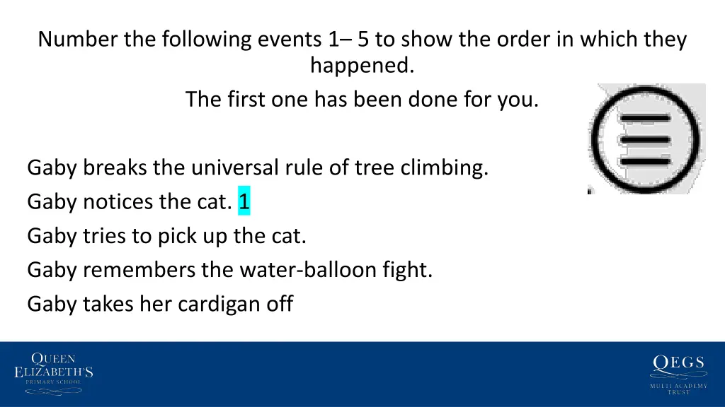 number the following events 1 5 to show the order