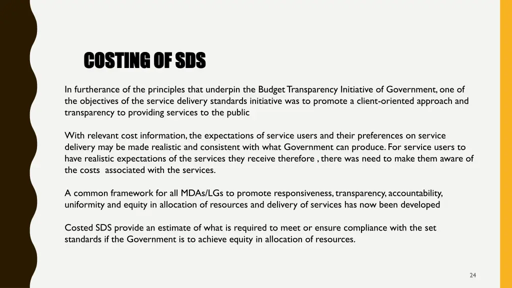 costing of sds costing of sds