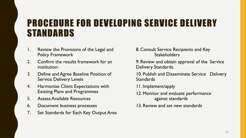 procedure for developing service delivery