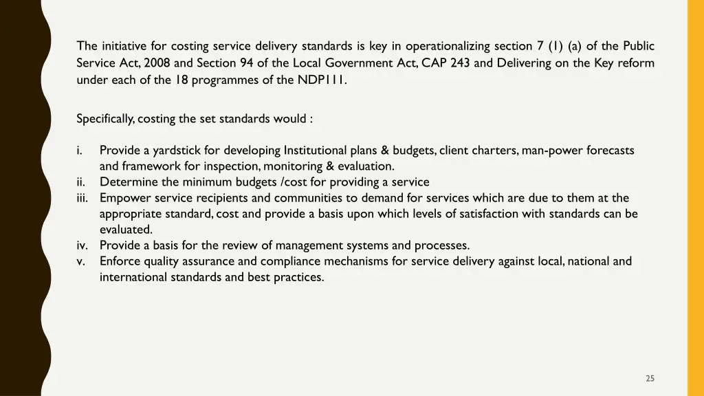 the initiative for costing service delivery