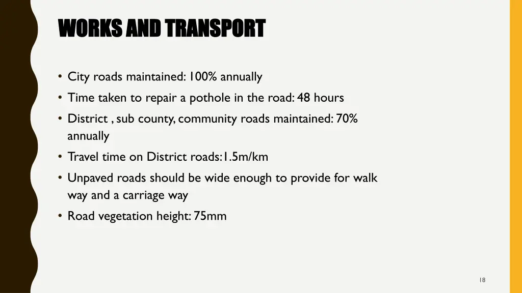 works and transport works and transport