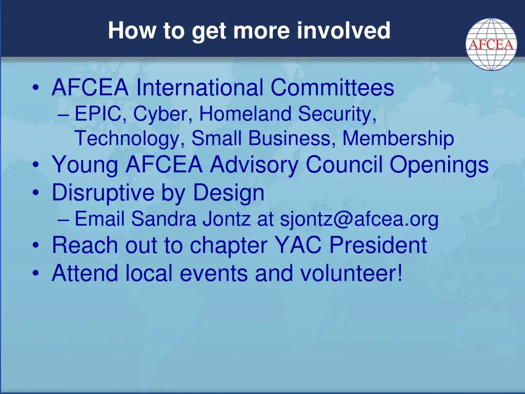 how to get more involved