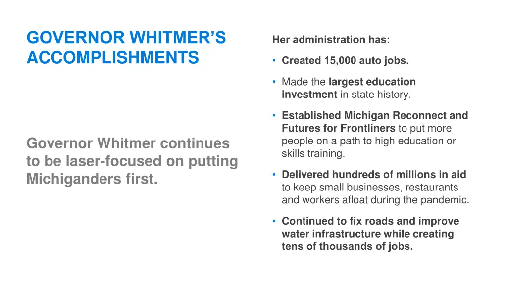 governor whitmer s accomplishments