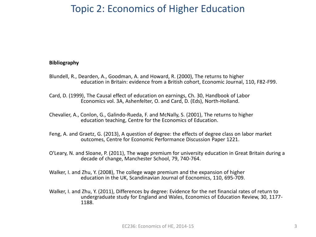 topic 2 economics of higher education 1