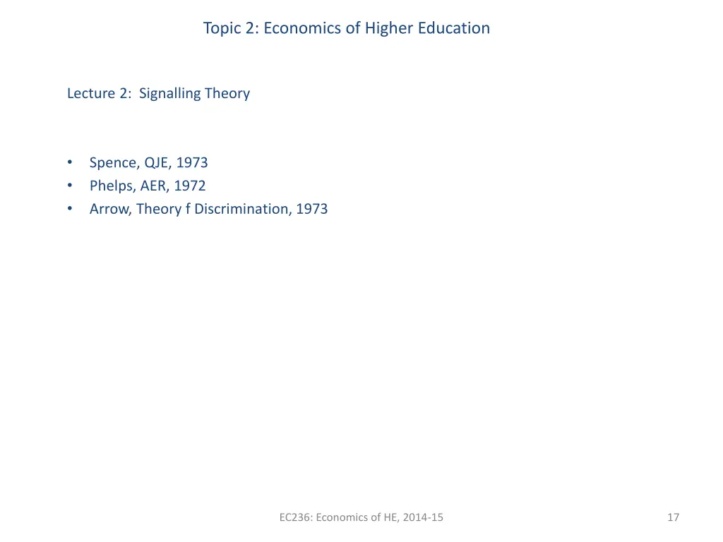 topic 2 economics of higher education 14