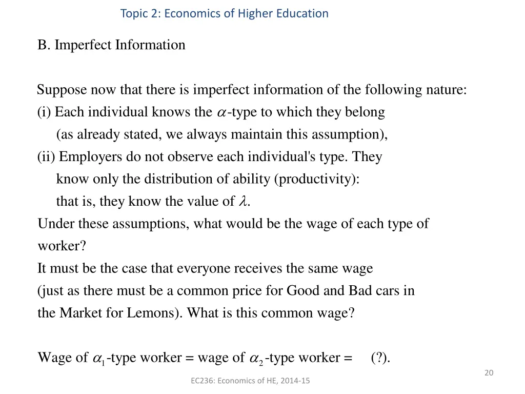 topic 2 economics of higher education 17