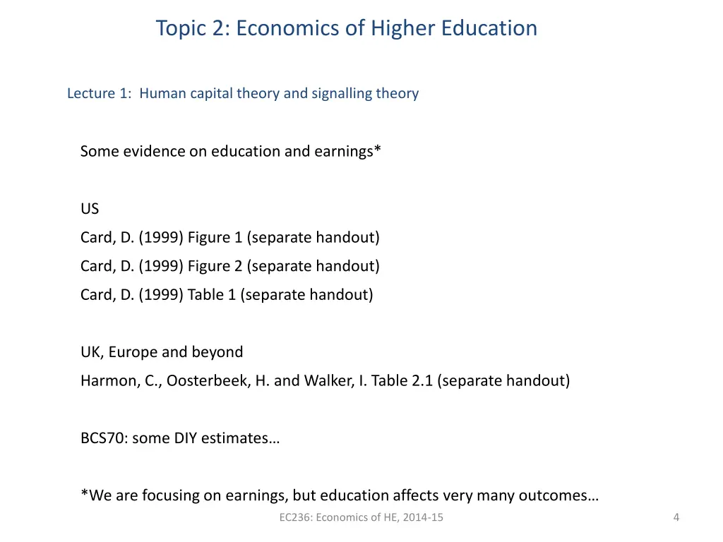 topic 2 economics of higher education 2