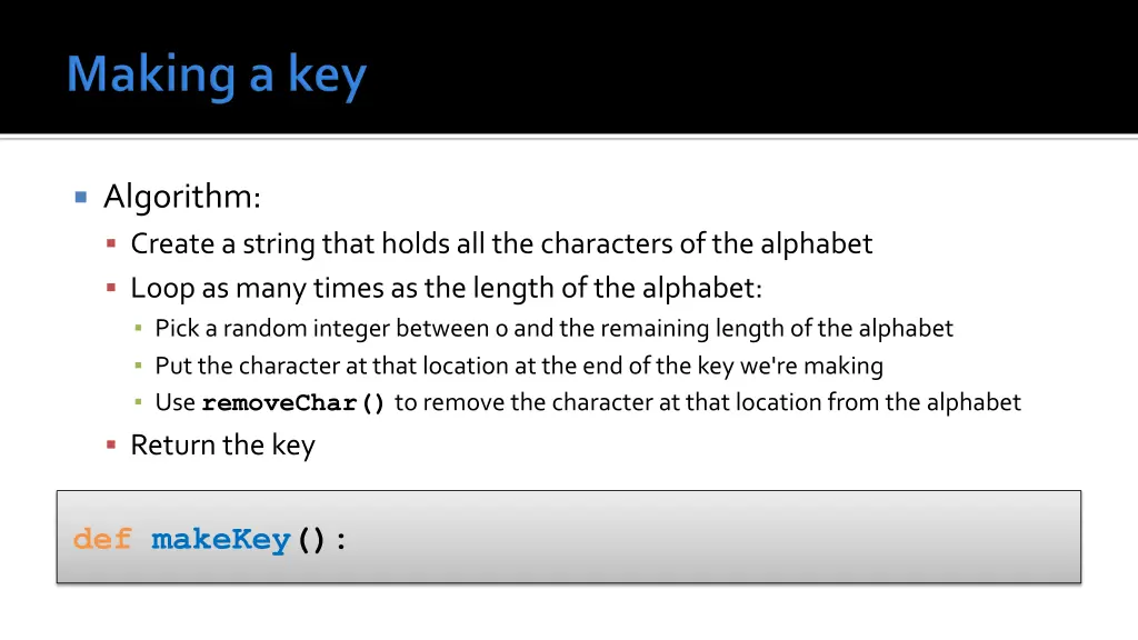 algorithm create a string that holds
