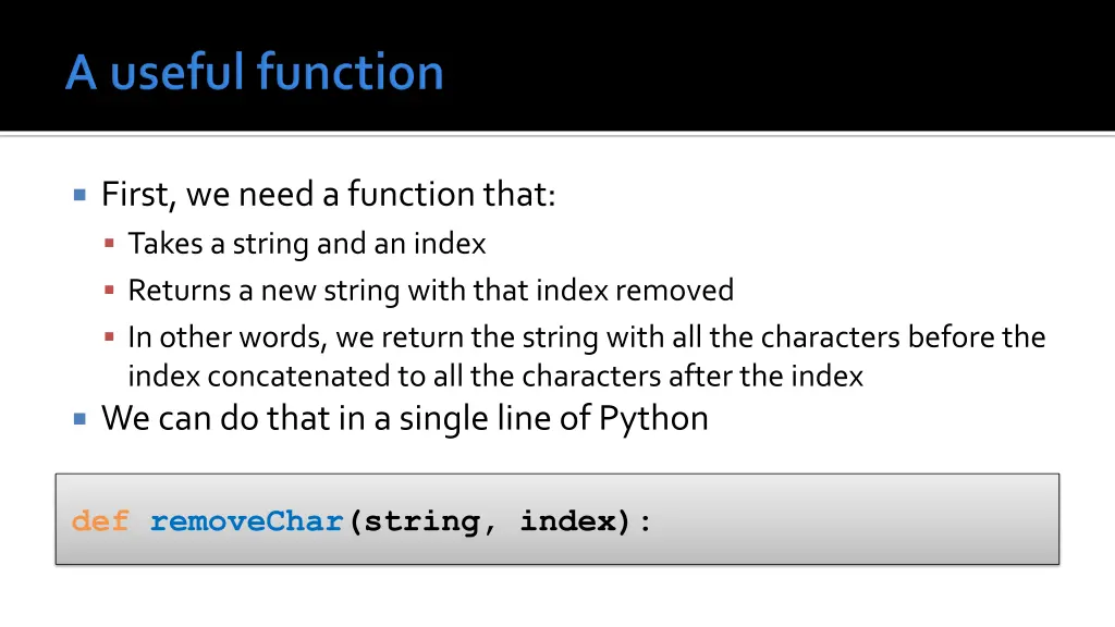 first we need a function that takes a string