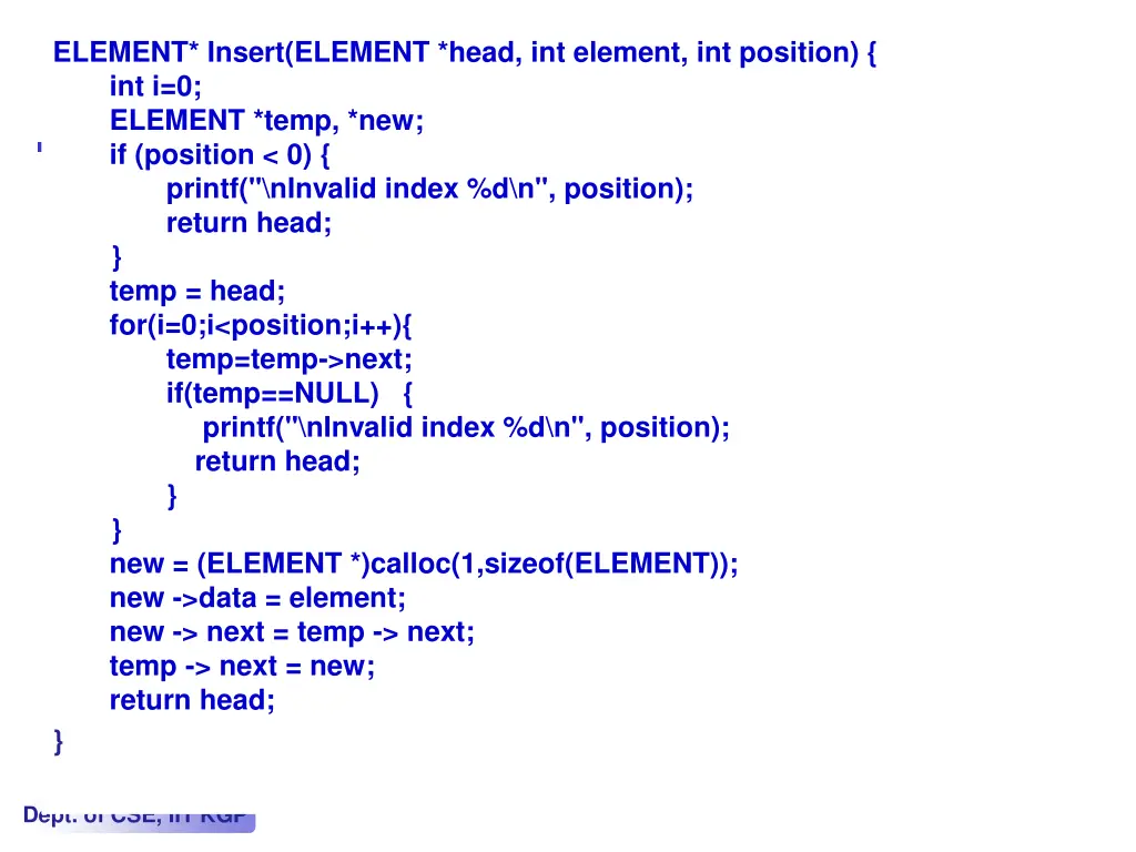 element insert element head int element