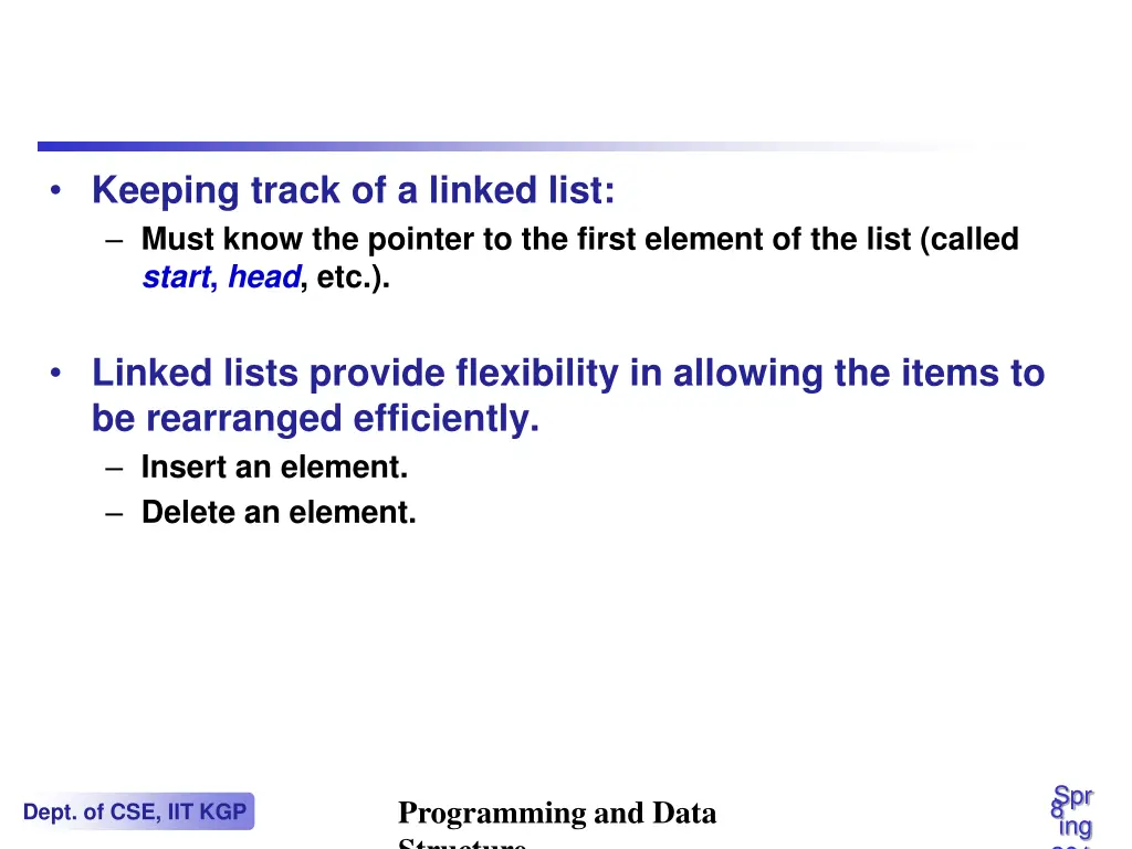 keeping track of a linked list must know