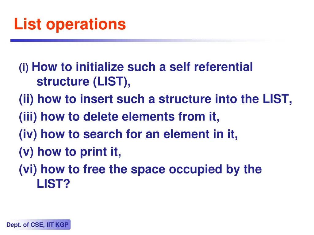 list operations