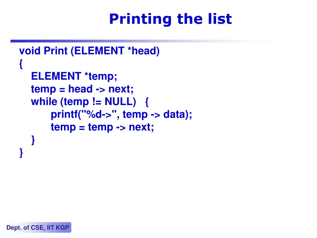 printing the list