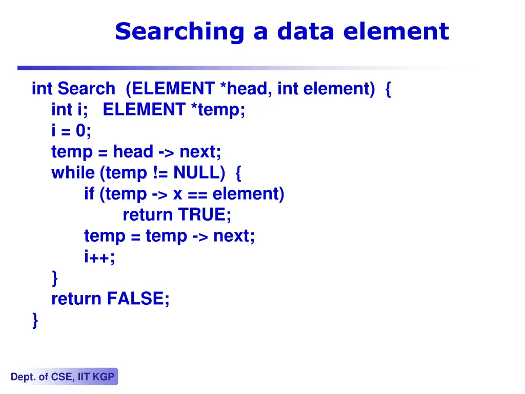 searching a data element