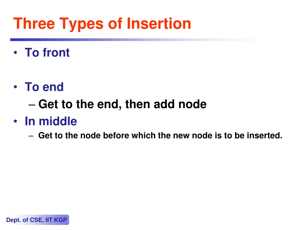 three types of insertion