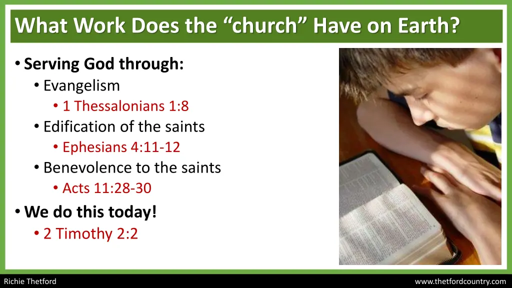 what work does the church have on earth 1