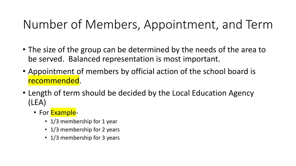 number of members appointment and term