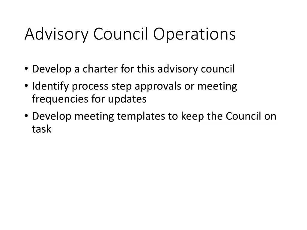 advisory council operations