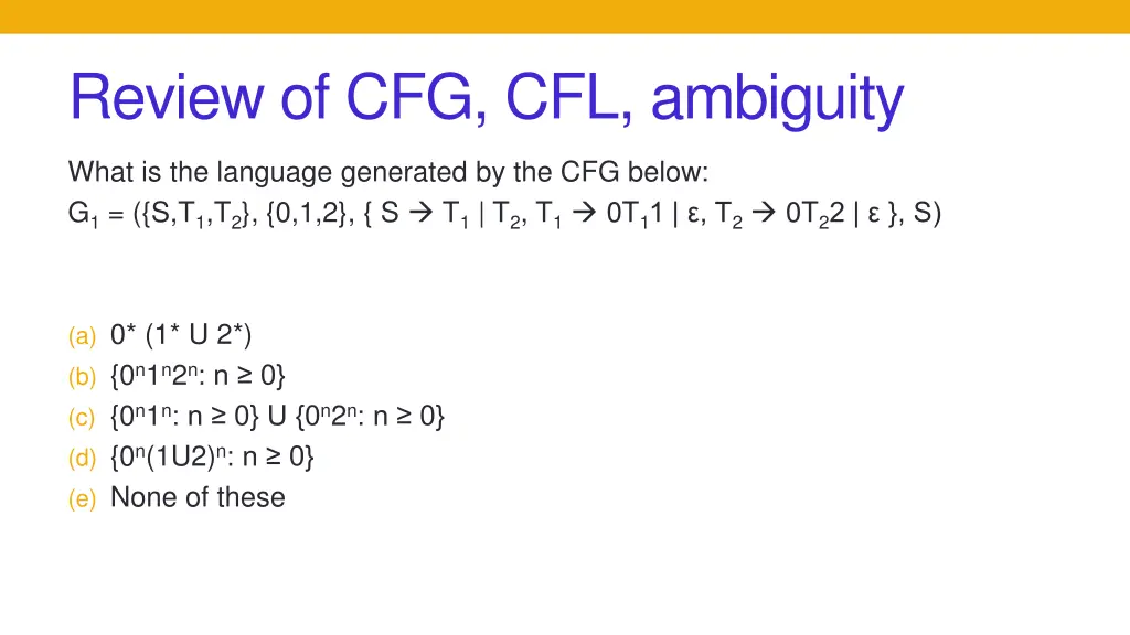 review of cfg cfl ambiguity