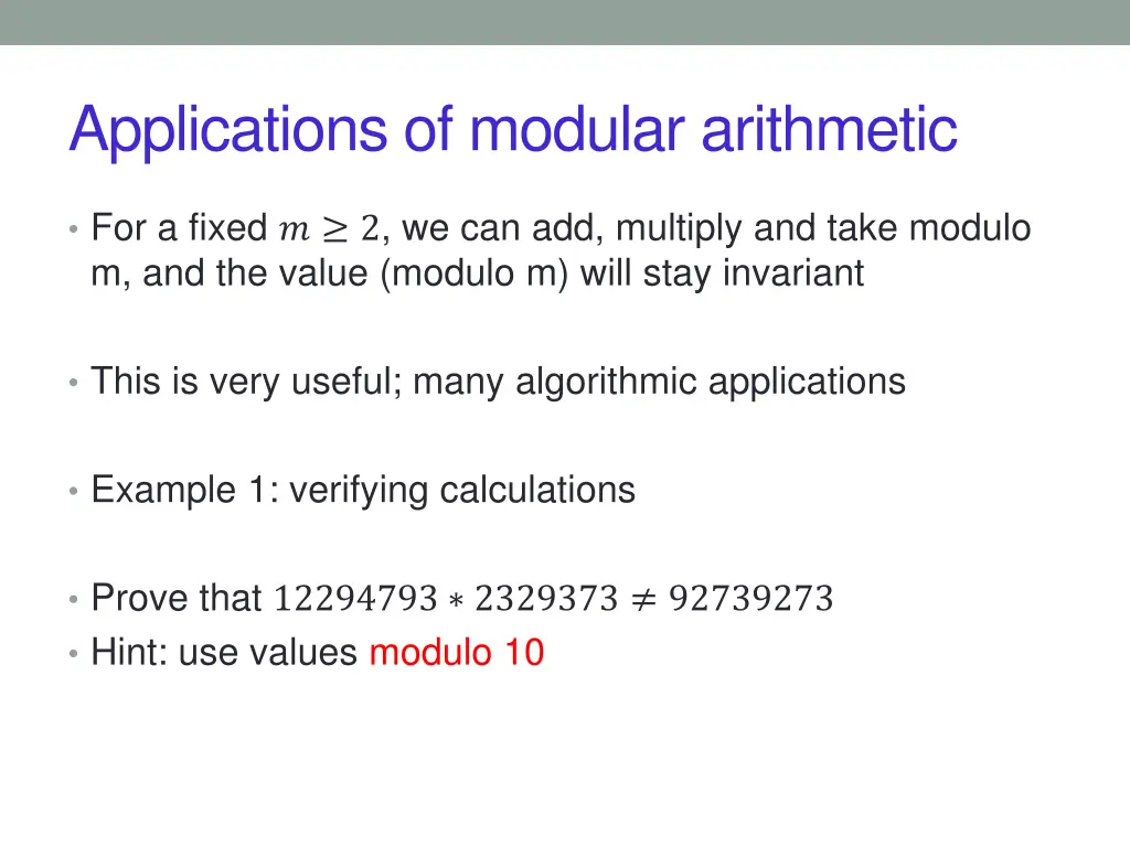 applications of modular arithmetic