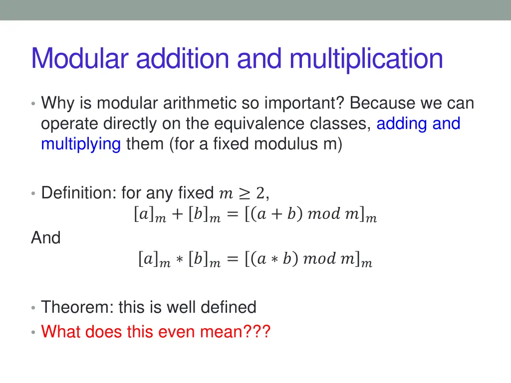 modular addition and multiplication