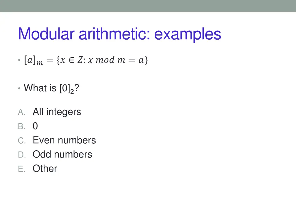 modular arithmetic examples